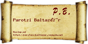 Parotzi Baltazár névjegykártya